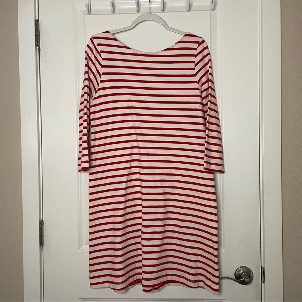 Amour Vert red and white stripped long sleeve dress